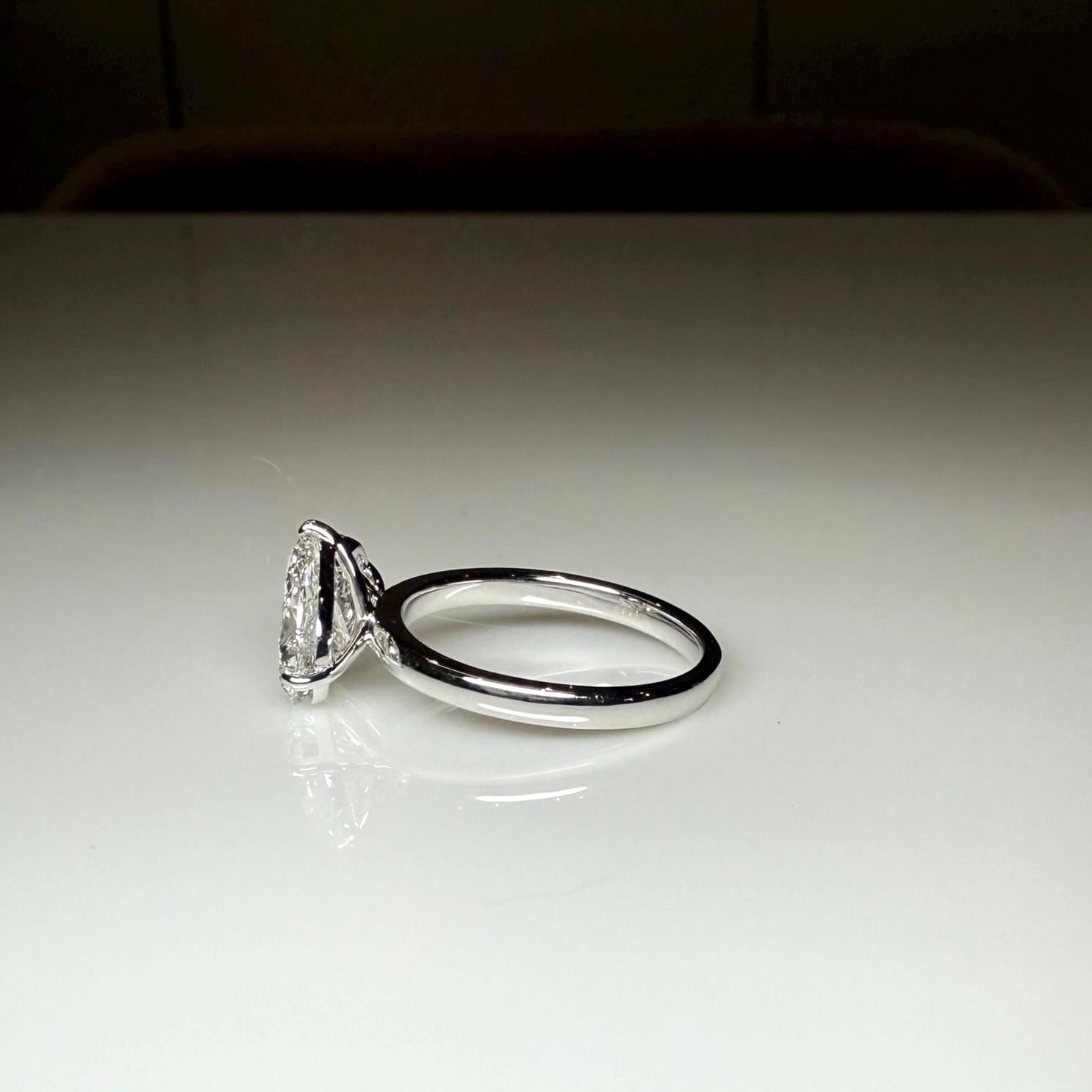 Lab Grown Diamond Toi et Moi Ring: 1.60Ct Pear, 14K Solid Gold Engagement Ring