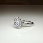 Oval Lab Grown Diamond Engagement Ring: 2.80 CTW Halo, 14K Gold Pave Band