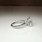 Oval Lab Grown Diamond Engagement Ring: 2.80 CTW Halo, 14K Gold Pave Band