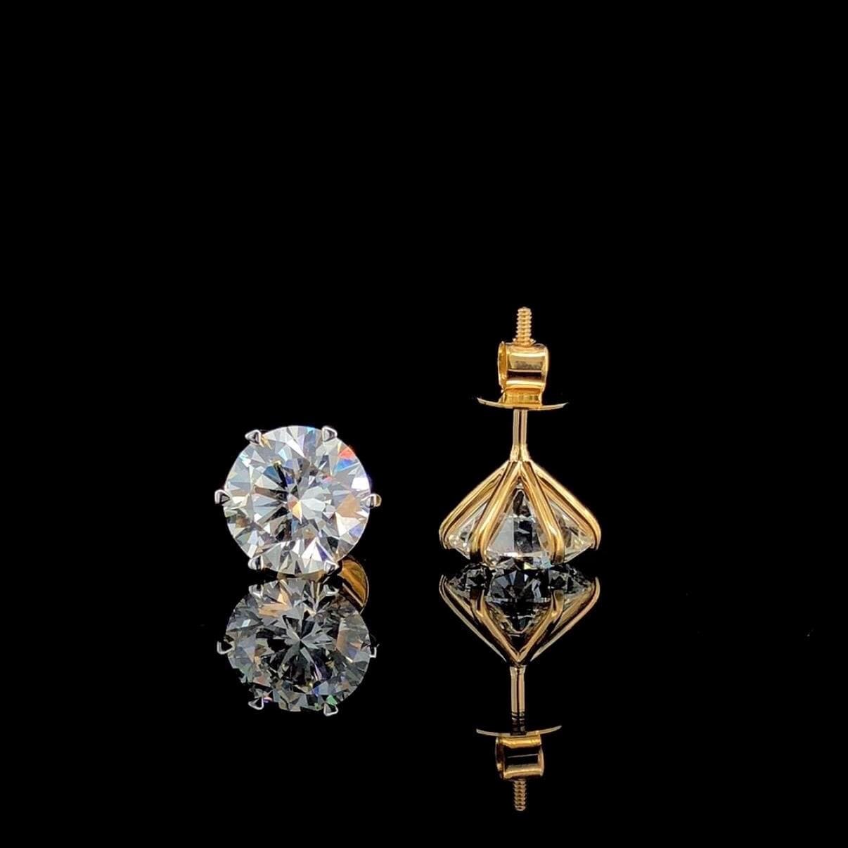 IGI Certified Lab Grown Diamond Stud Earrings | 14K Gold Solitaire