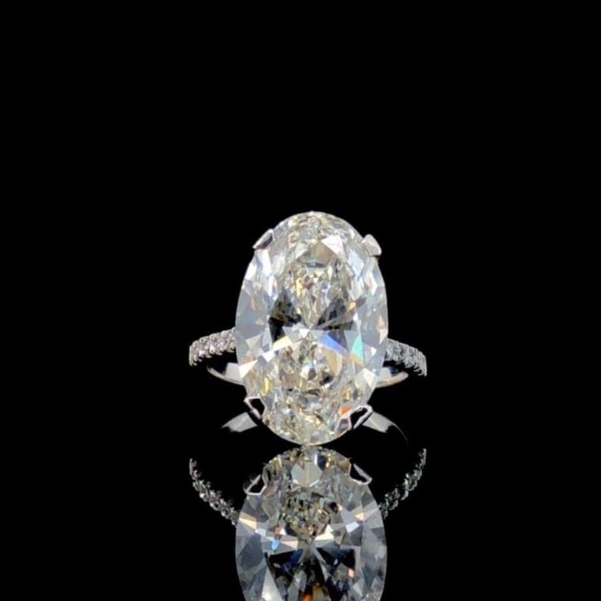8CT Oval Lab Grown Diamond Engagement Ring: 14K Gold Statement Bridal Ring