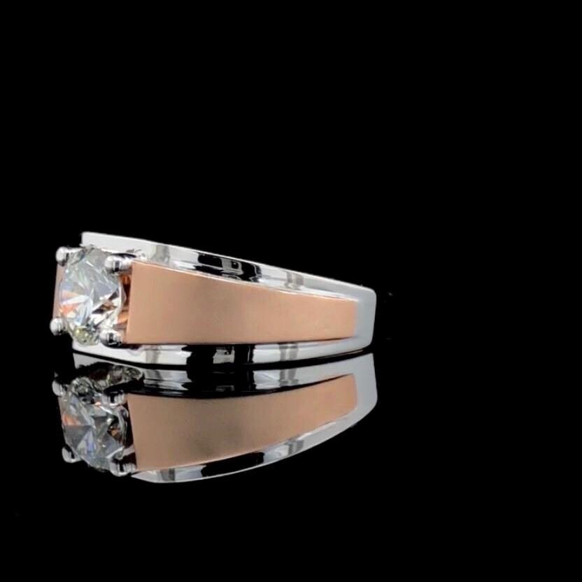 Mens 1CT Lab Grown Diamond Engagement Ring: Two-Tone 14K Gold Engagemnt Ring