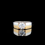 Mens Lab Grown 1CT Diamond Engagement Ring: Two-Tone 14K Solid Gold Wedding Band