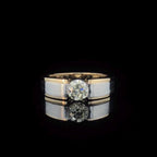 Mens Lab Grown 1CT Diamond Engagement Ring: Two-Tone 14K Gold Wedding Band