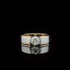 Mens Lab Grown 1CT Diamond Engagement Ring: Two-Tone 14K Gold Wedding Band
