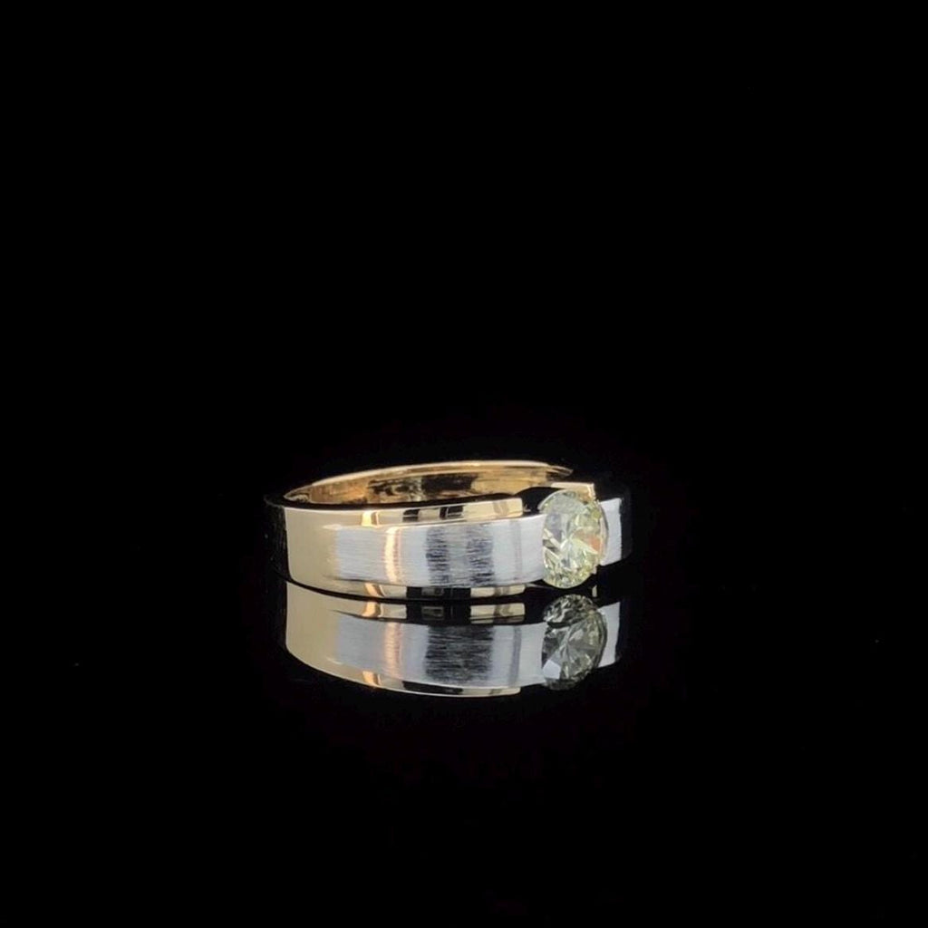 Mens Lab Grown 1CT Diamond Engagement Ring: Two-Tone 14K Gold Wedding Band