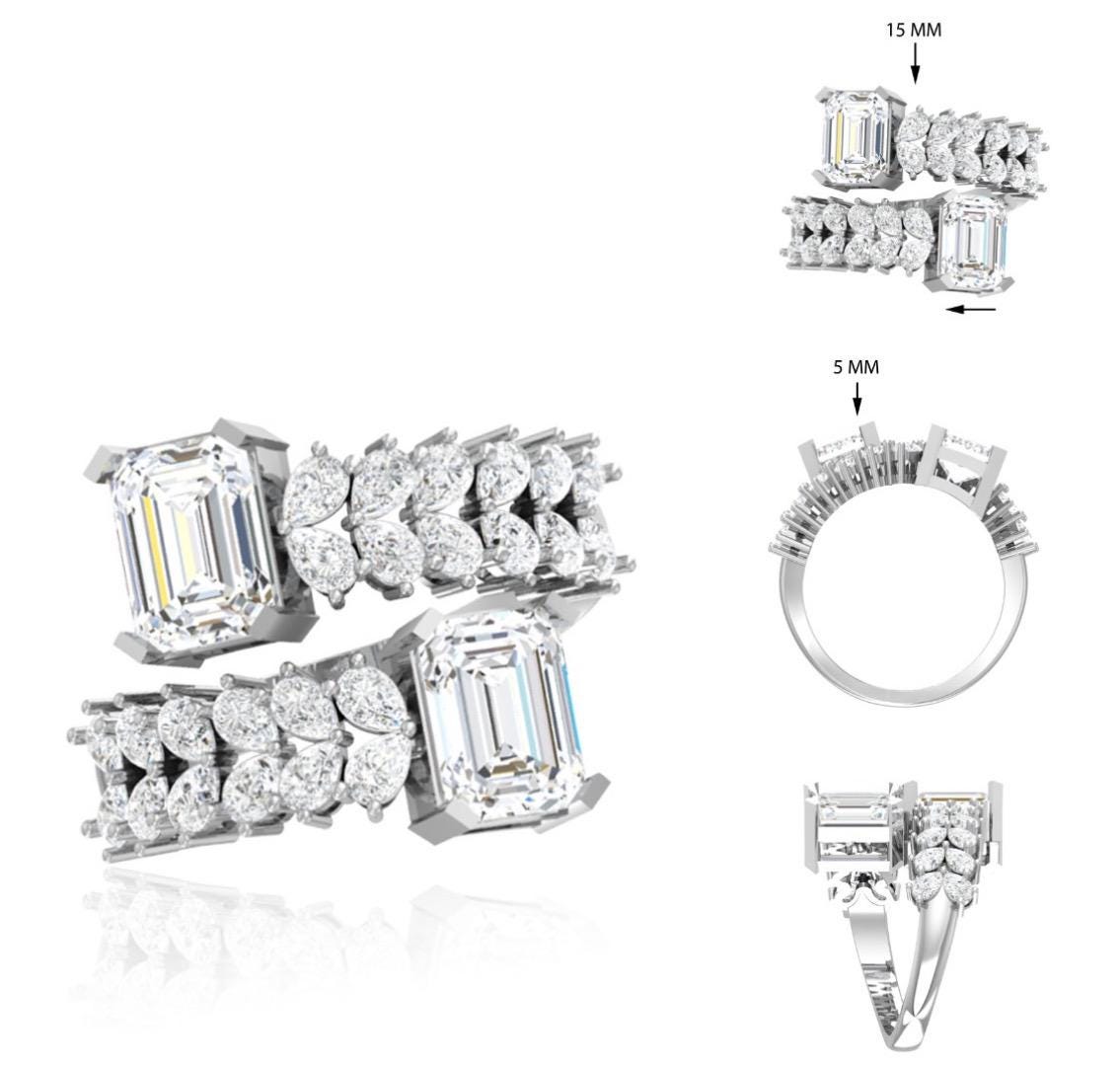 5.20CTW Emerald Cut Lab Grown Diamond 14K Gold Ring