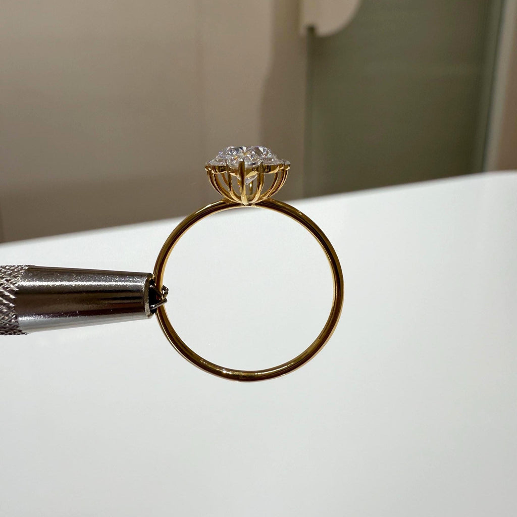 IGI Certified 1.5CTW Lab Grown Diamond Engagement Ring: 14k Gold Oval & Pear Cut