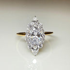 IGI Certified 1.5CTW Lab Grown Diamond Engagement Ring: 14k Gold Oval & Pear Cut