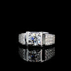 Mens Lab Grown Diamond Engagement Ring: 14K Solid Gold Wedding Band