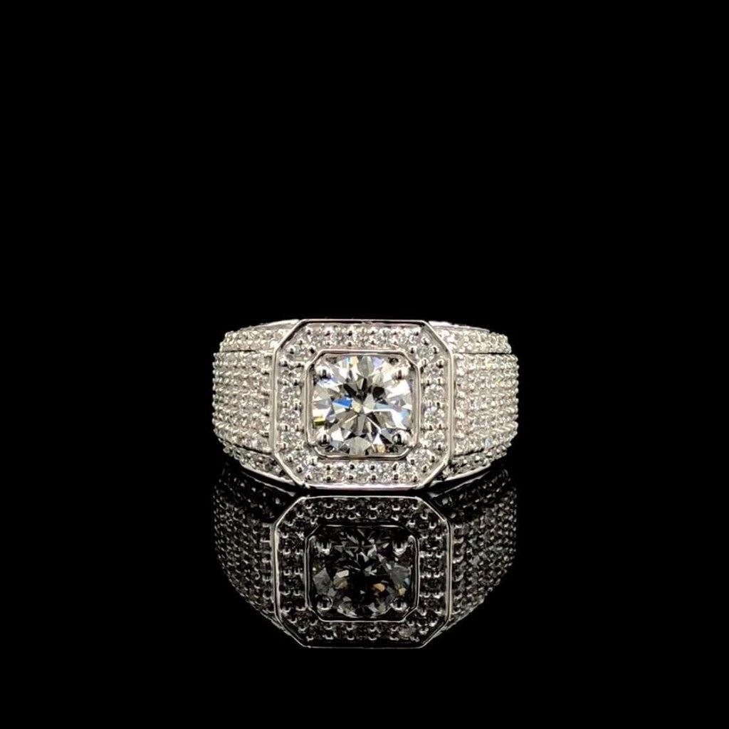 Mens Lab Grown Diamond Engagement Ring: 14K Gold Wedding Band