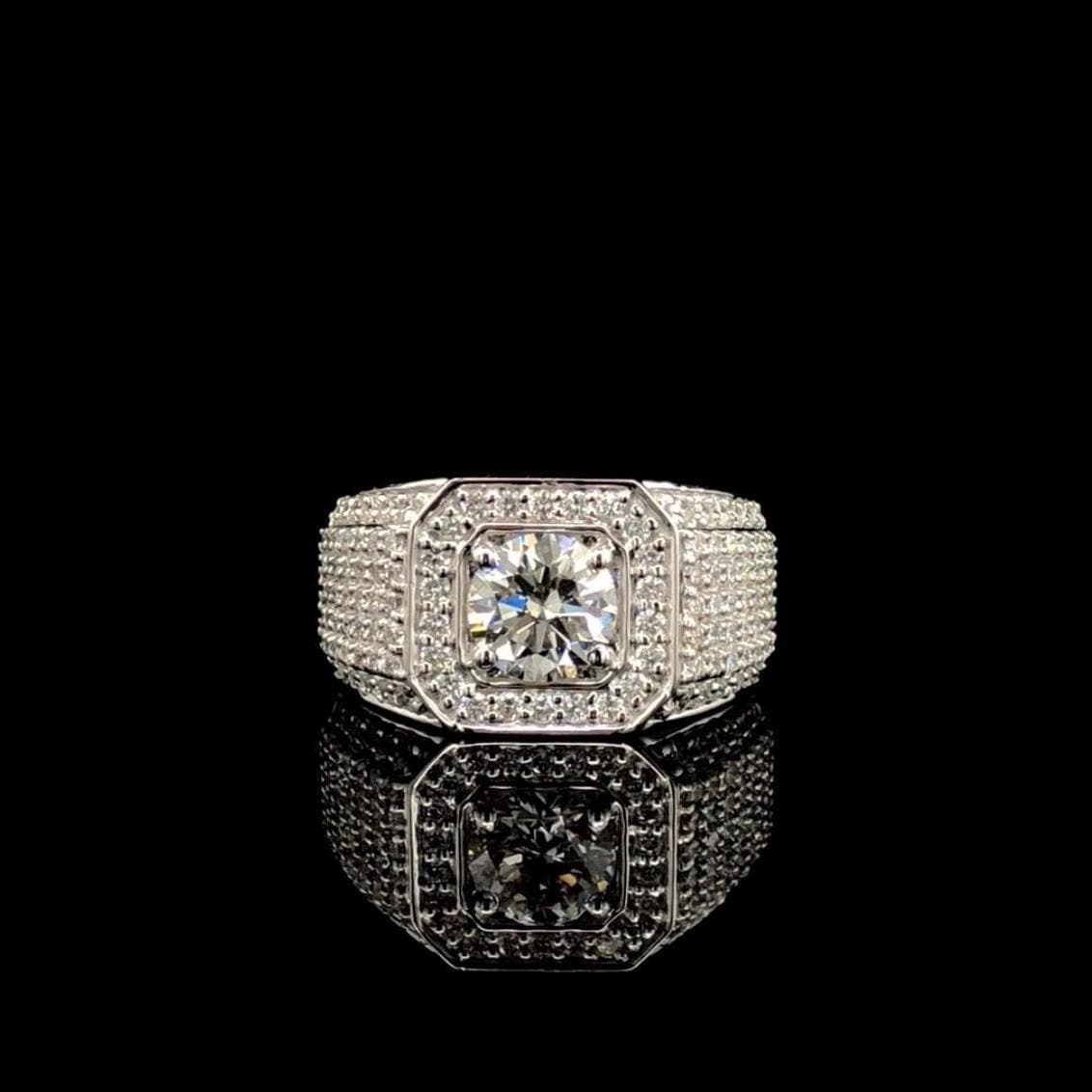 Mens Lab Grown Diamond Engagement Ring: 14K Gold Wedding Band