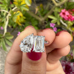 Lab Grown Diamond Toi et Moi Ring: 14K Gold Pear & Emerald Cut