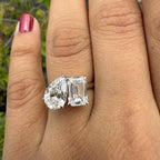 Lab Grown Diamond Toi et Moi Ring: 14K Gold Pear & Emerald Cut