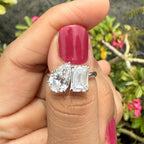 Lab Grown Diamond Toi et Moi Ring: 14K Gold Pear & Emerald Cut