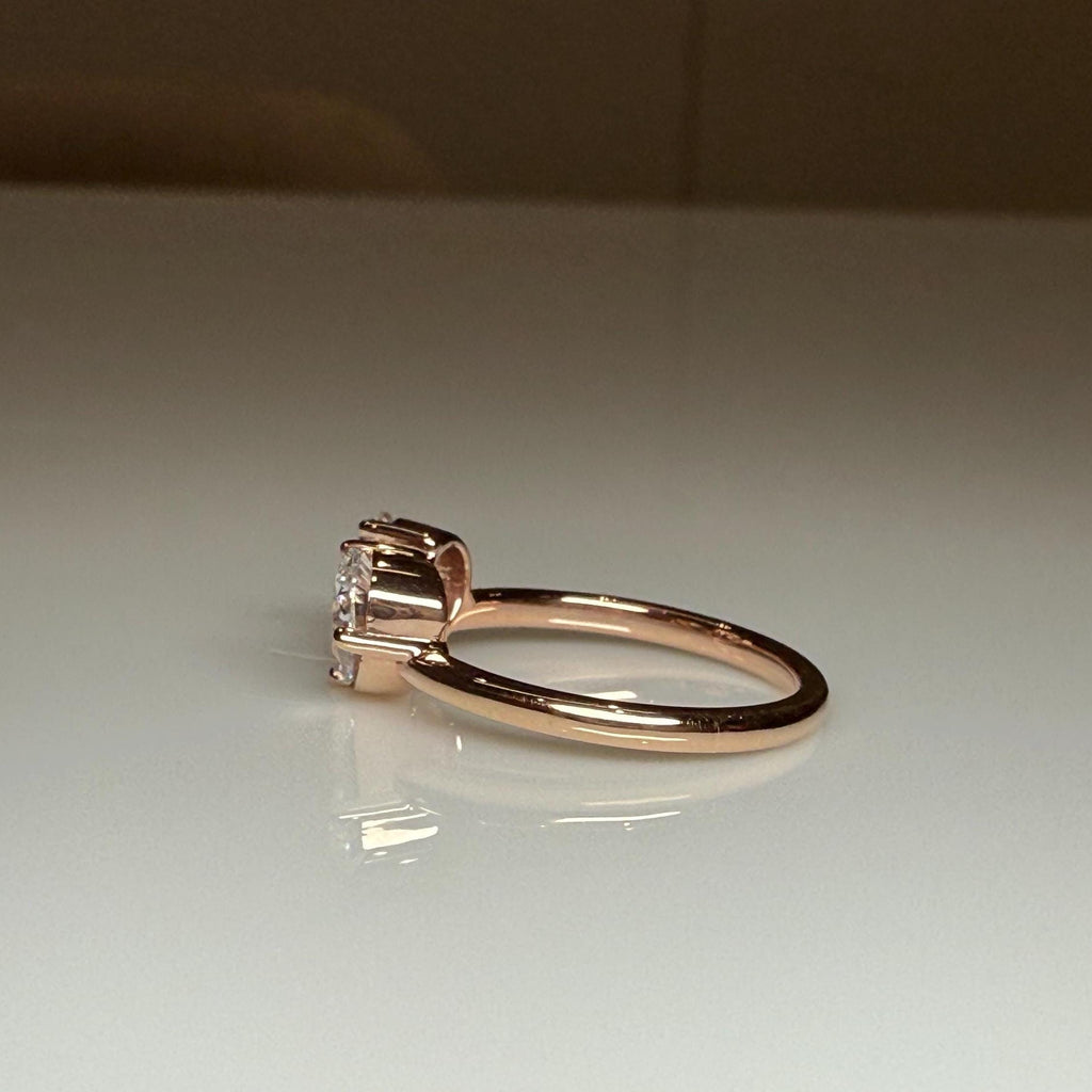 Lab Grown Diamond Toi et Moi Ring: 14K Gold Pear Cut Heart Engagement Ring