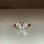 Lab Grown Diamond Toi et Moi Ring: 14K Gold Pear Cut Heart Engagement Ring
