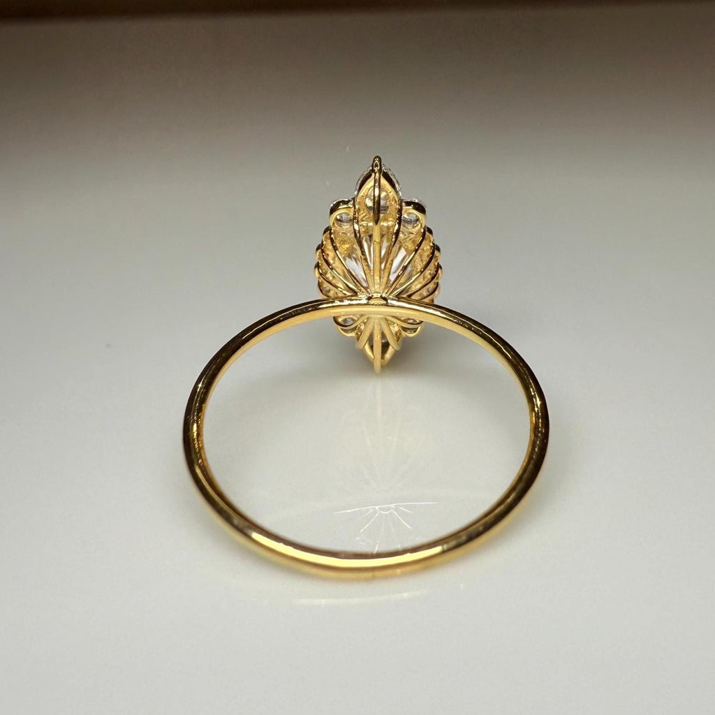 IGI Certified 1.5CTW Lab Grown Diamond Engagement Ring: 14k Gold Oval & Pear Cut