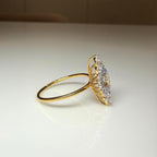 IGI Certified 1.5CTW Lab Grown Diamond Engagement Ring: 14k Gold Oval & Pear Cut