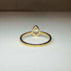 Pear Cut Lab Grown Diamond Engagement Ring: 14K Solid Gold Bezel Set Solitaire Ring