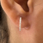 14K Gold Lab Grown Diamond Huggie Earrings | Sustainable Dangle Hoops