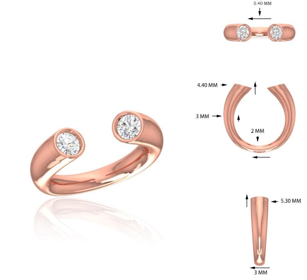 Lab Grown Diamond Toi et Moi Ring | 14k Gold Open Cuff