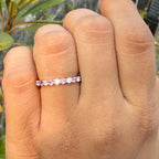 Lab Grown Diamond & Pink Sapphire Wedding Band - 14K Gold Eternity Ring