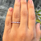 Lab Grown Diamond & Pink Sapphire Wedding Band - 14K Gold Eternity Ring