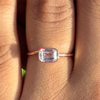 Emerald Cut Lab Grown Diamond Ring: 14K Gold Bezel Set Solitaire