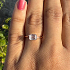 Emerald Cut Lab Grown Diamond Ring: 14K Gold Bezel Set Solitaire