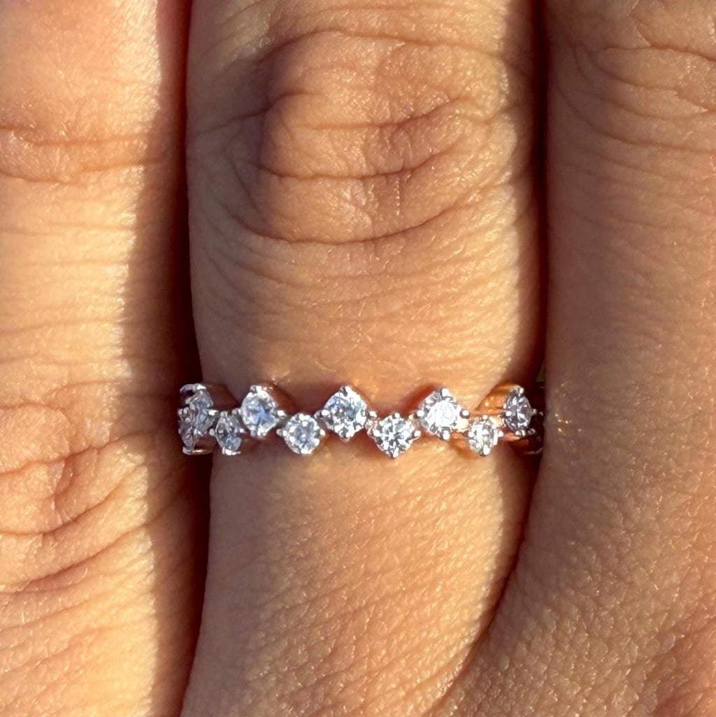 14K Solid Gold Lab Grown Diamond Wedding Band: Half Eternity Anniversary Ring