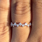 14K Solid Gold Lab Grown Diamond Wedding Band: Half Eternity Anniversary Ring