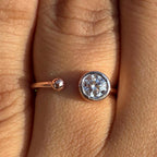Lab Grown Diamond Open Ring: 14K Gold Bezel Cuff Ring