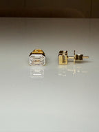 2.00ctw Emerald Cut Lab Grown Diamond Studs: 14K Gold Bezel Earrings