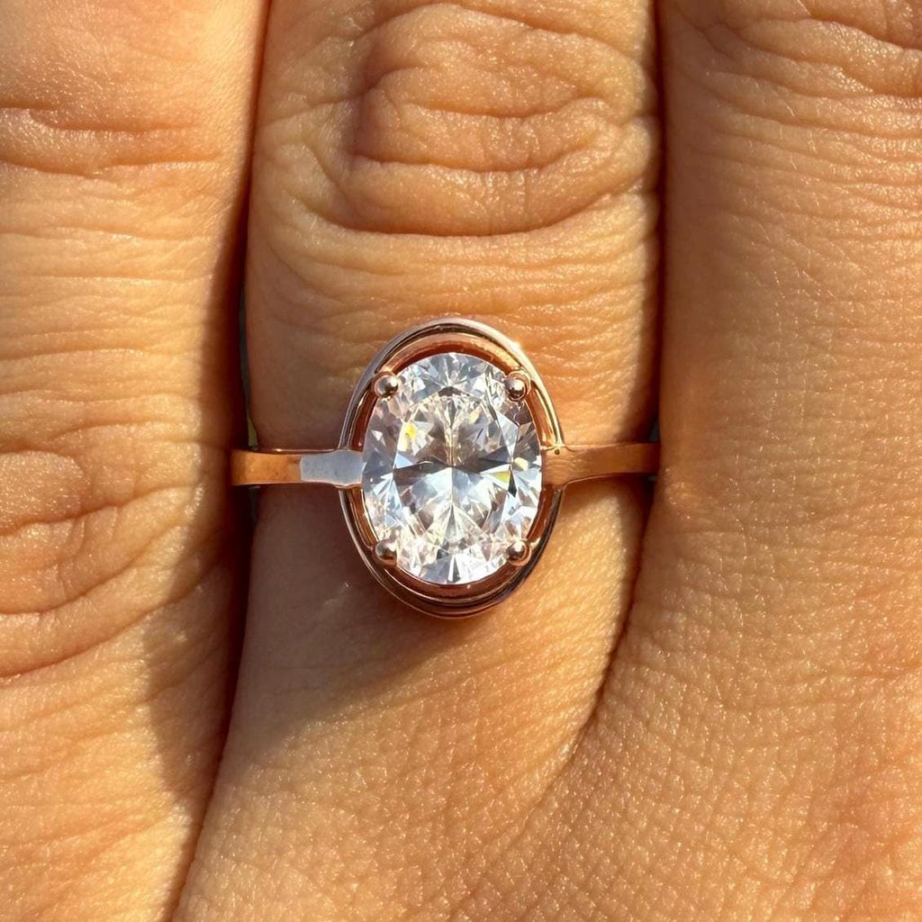 Oval Lab Grown Diamond Engagement Ring: 14K Gold Solitaire, IGI Certified