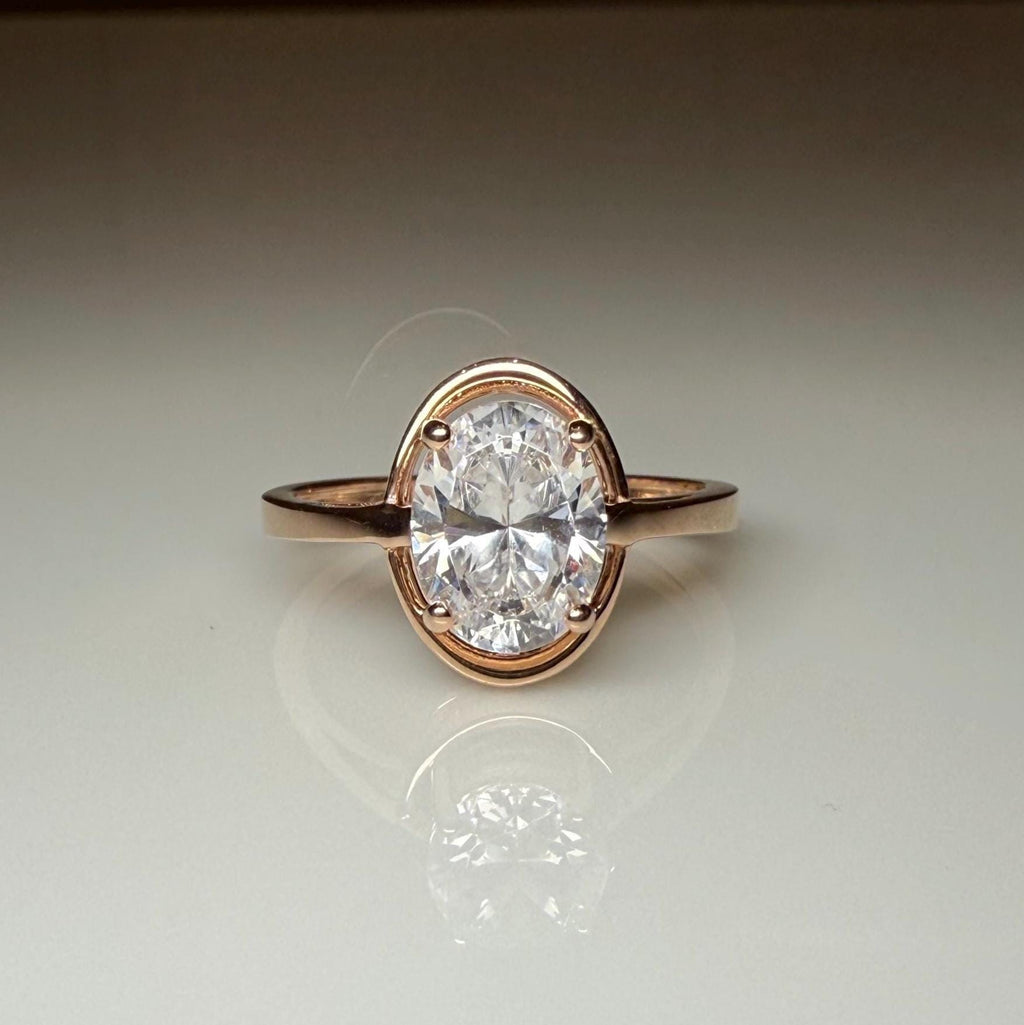 Oval Lab Grown Diamond Engagement Ring: 14K Gold Solitaire, IGI Certified