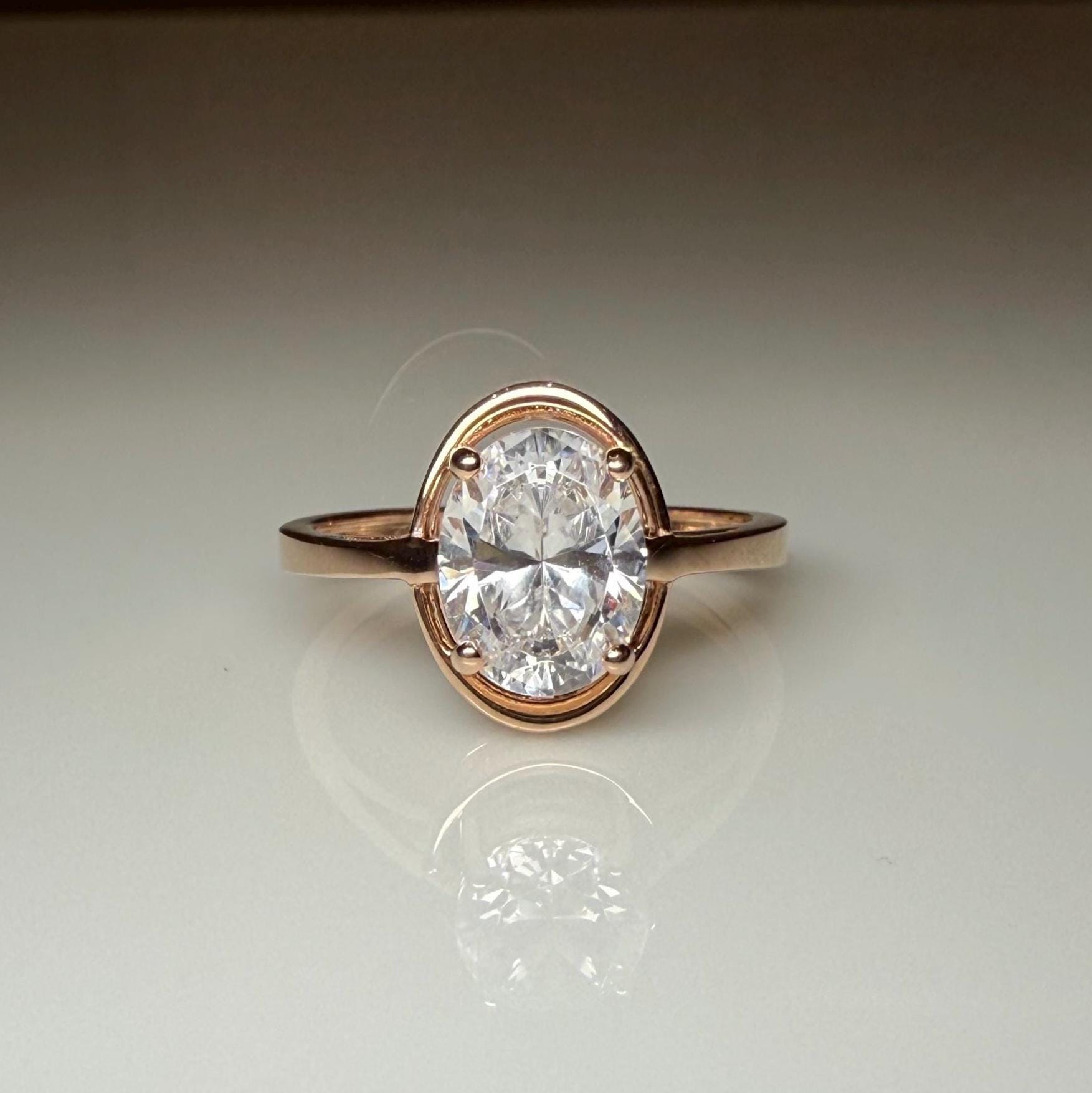 Oval Lab Grown Diamond Engagement Ring: 14K Gold Solitaire, IGI Certified