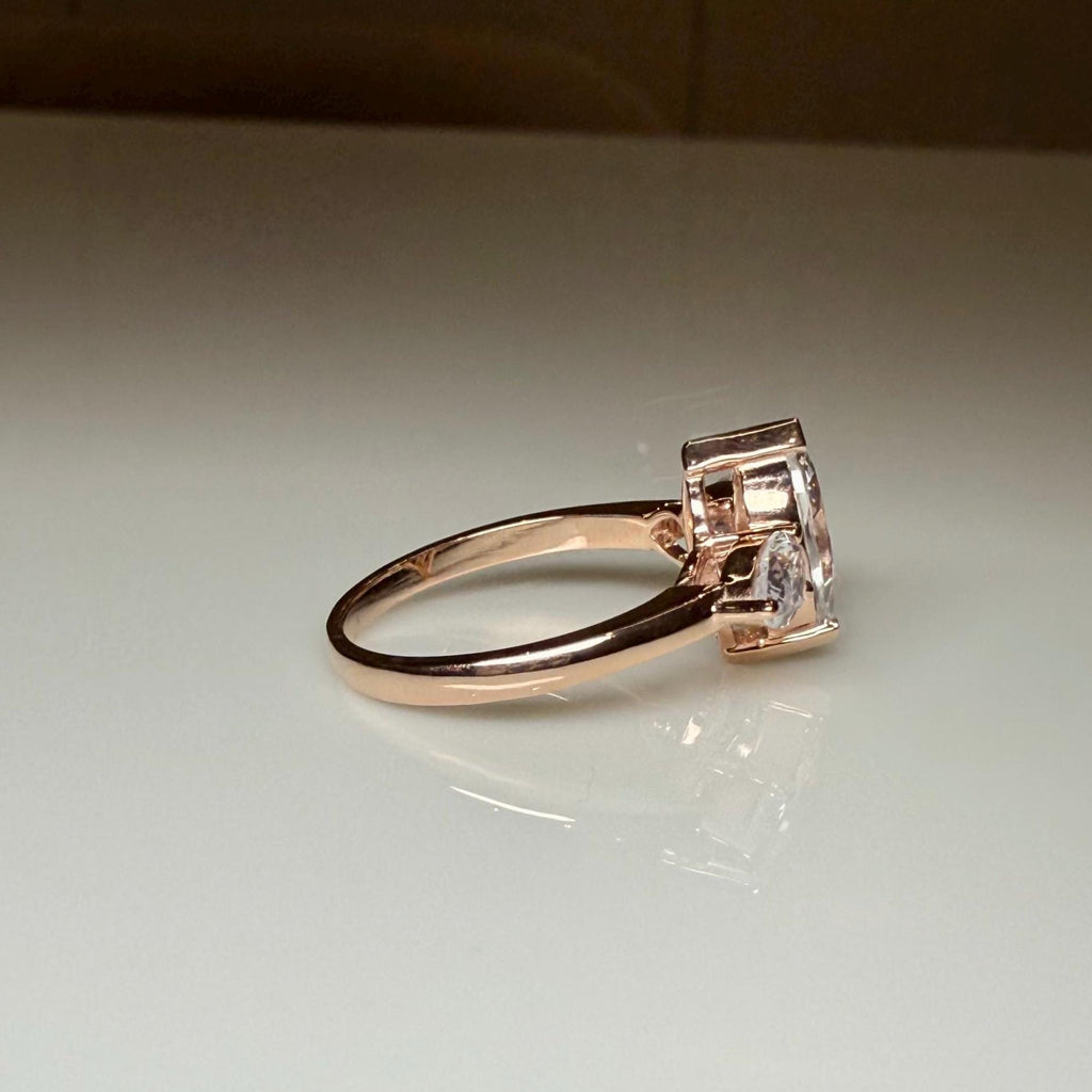 Marquise Lab Grown Diamond Three Stone 14K Gold Engagement Ring