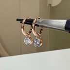 14K Gold Lab Grown Diamond Huggie Earrings: Detachable Dangle Drop