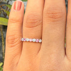 Lab Grown Diamond & Pink Sapphire Wedding Band - 14K Gold Eternity Ring