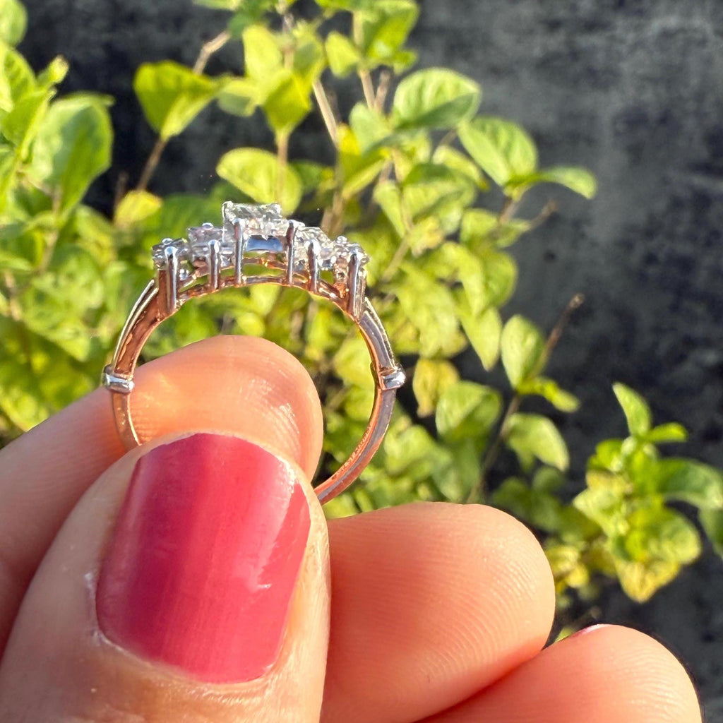 Baguette Lab Grown Diamond Ring | 14K Gold Five Stone Engagement Ring