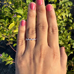 14K Solid Gold Lab Grown Diamond Wedding Band: Half Eternity Anniversary Ring