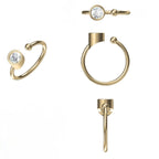 Lab Grown Diamond Open Ring: 14K Gold Bezel Cuff Ring
