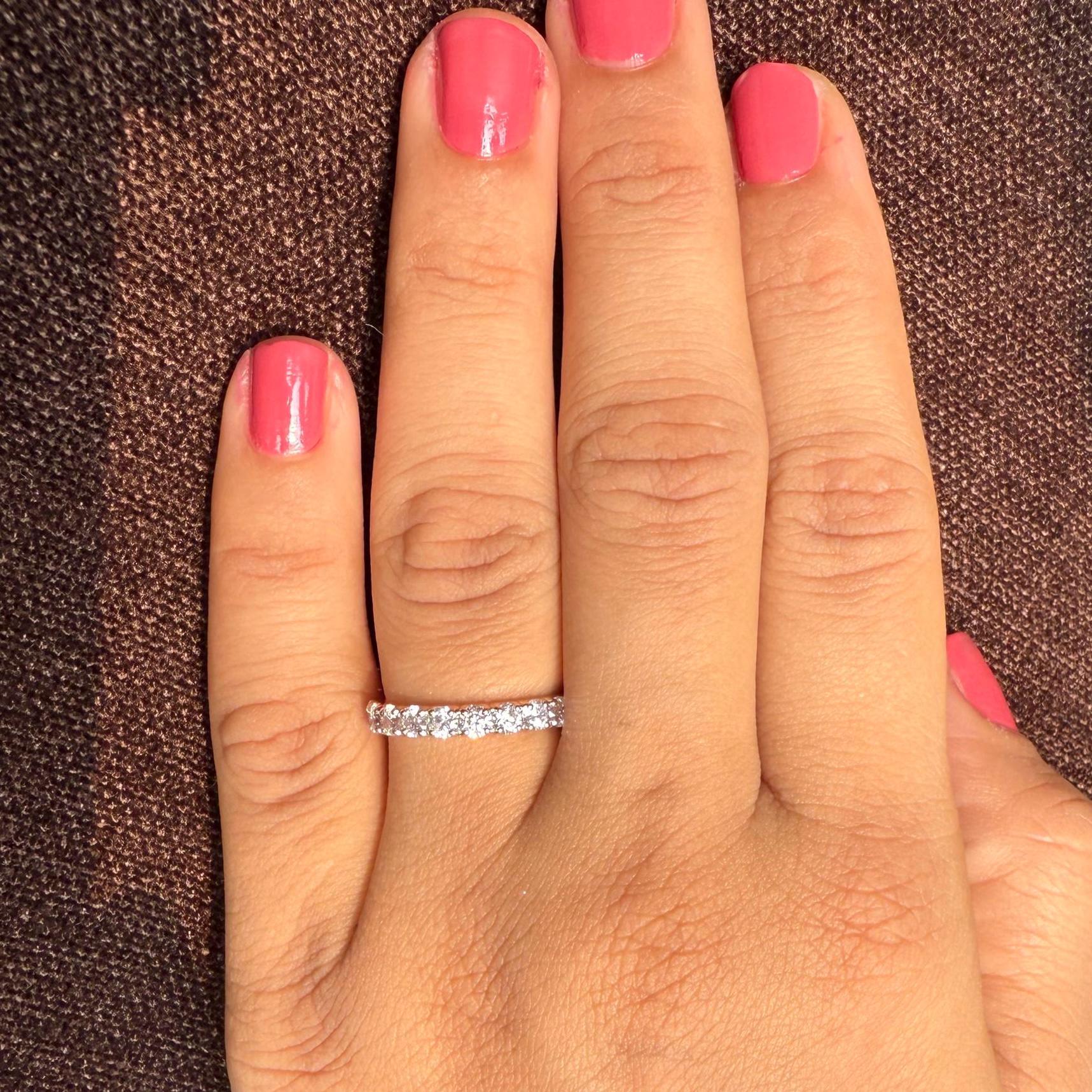 14K Solid Gold Lab Grown Diamond Half Eternity Band