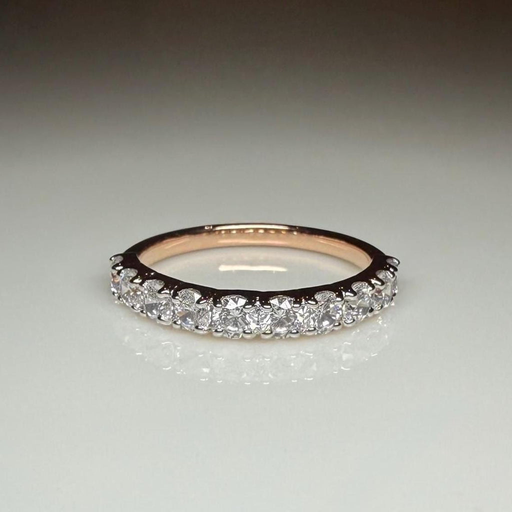 14K Solid Gold Lab Grown Diamond Half Eternity Band