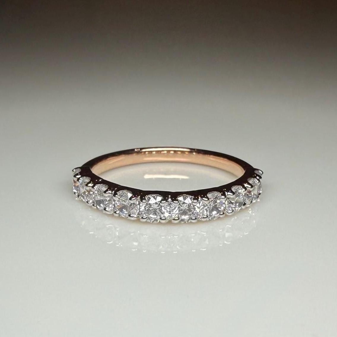 14K Solid Gold Lab Grown Diamond Half Eternity Band