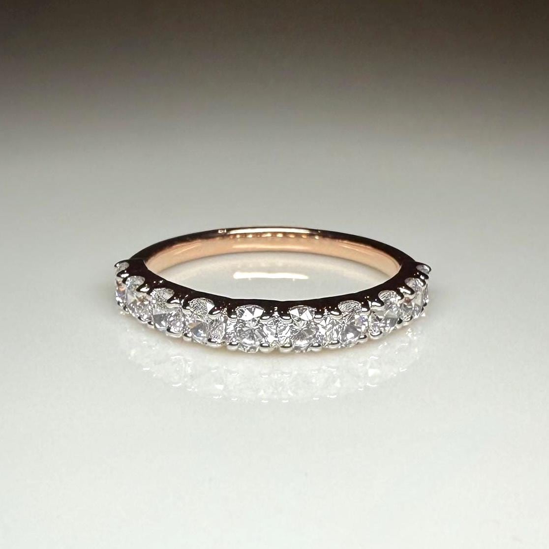 14K Solid Gold Lab Grown Diamond Half Eternity Band