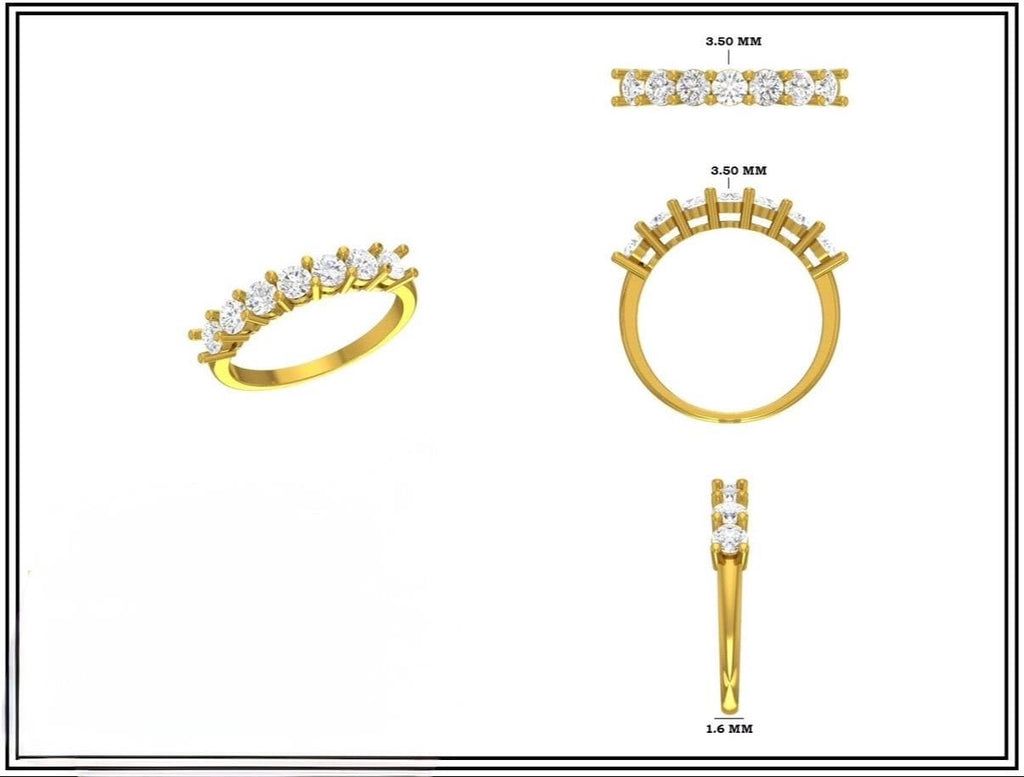 14K Gold Lab Grown Diamond Wedding Band | Seven Stone Eternity Ring