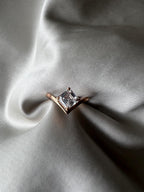 Asscher Cut Lab Grown Diamond Ring: 14K Gold V-Shank Solitaire, IGI Certified