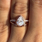 Pear Cut 1.60 CTW Lab Grown Diamond Engagement Ring: 14K Gold Split Shank